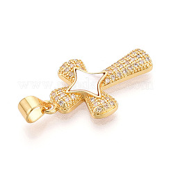 Brass Micro Pave Clear Cubic Zirconia Pendants&nbsp;KK-N268-66G