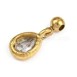 304 Stainless Steel Cubic Zirconia Pendants&nbsp;STAS-L296-12G