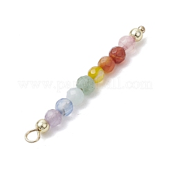 Natural Agate & Carnelian & Green Aventurinee & Aquamarine & Amethyst Faceted Round Beaded Chakra Pendants&nbsp;PALLOY-JF03450
