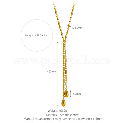 304 Stainless Steel Double Teardrop Tassel Y Necklaces for Women&nbsp;WGBAA8B-01