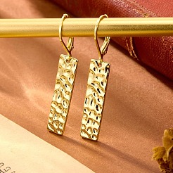 Hammered Rectangle Brass Leverback Earrings&nbsp;FS-WG7358A-02