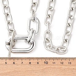 Alloy Double Layered Oval Pendant Necklaces&nbsp;LS-NJEW-Z078-01P