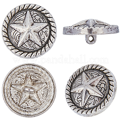 12Pcs 1-Hole Alloy Star with Flat Round Shank Buttons&nbsp;BUTT-GF0004-29AS