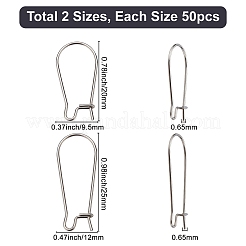 100Pcs 2 Style 304 Stainless Steel Hoop Earrings Findings&nbsp;STAS-CN0001-04