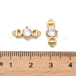 Brass Pave Clear Cubic Zirconia Letter D Connector Charms&nbsp;KK-H515-09G