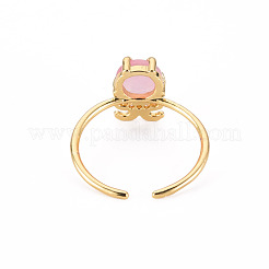 Brass Micro Pave Clear Cubic Zirconia Cuff Rings&nbsp;RJEW-S045-086-NR