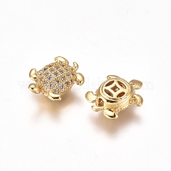 Brass Micro Pave Clear Cubic Zirconia Beads&nbsp;ZIRC-I038-25G
