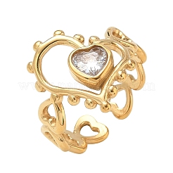 304 Stainless Steel Pave Cubic Zirconia Cuff Open Rings&nbsp;SA-CBAFEB5-06B-G