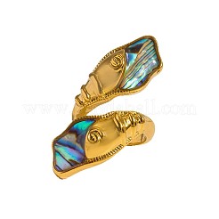 304 Stainless Steel & Natural Paua Shell Cuff Open Rings&nbsp;WG70E7E-01