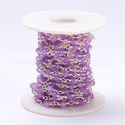 Handmade Faceted Jade Rondelle Beads Decorative Chains for Necklaces Bracelets Making&nbsp;CHC-L026-07