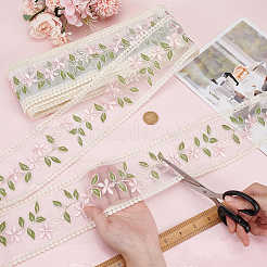 15 Yards Polyester Embroidery Flower Lace Ribbon&nbsp;OCOR-WH0078-223