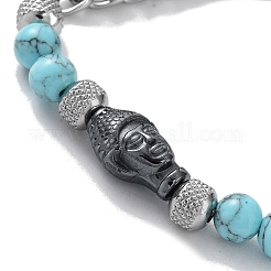 Natural & Synthetic Mixed Gemstone Round Beaded Bracelets&nbsp;BJEW-Q777-03