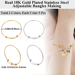 10Pcs 2 Colors Adjustable 304 Stainless Steel Bangles Making&nbsp;MAK-BBC0001-17