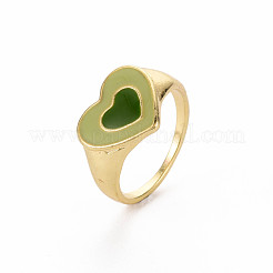 Rack Plating Light Gold Alloy Enamel Wide Band Rings&nbsp;RJEW-Q163-002-RS
