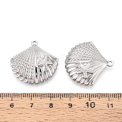 304 Stainless Steel Shell Shape with Starfish Pendants&nbsp;STAS-T069-45P