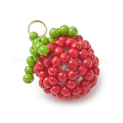 Glass Seed Beaded Tomato Pendants&nbsp;PALLOY-MZ01081-04