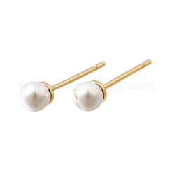 Round Brass Stud Earrings&nbsp;EJEW-Z086-03G