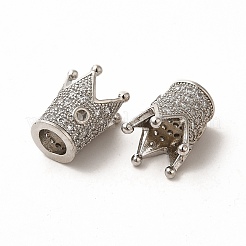 Rack Plating Brass Micro Pave Cubic Zirconia Beads&nbsp;ZIRC-C043-01P