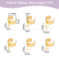 6Pcs 6 Style 304 Stainless Steel Open Cuff Rings Set&nbsp;RJEW-AB00007