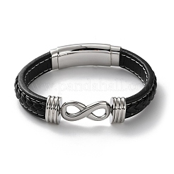 Braided Microfiber Leather Cord Bracelets for Men&nbsp;BJEW-Z081-07P-01