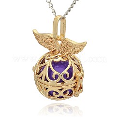 Golden Tone Brass Hollow Round Cage Pendants&nbsp;KK-J237-03G