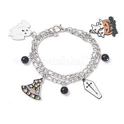 Halloween Theme 304 Stainless Steel Figaro Chains Multi-strand Bracelets&nbsp;BJEW-JB12094-02