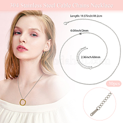 30Pcs 304 Stainless Steel Cable Chains Necklace for Men Women&nbsp;NJEW-BBC0001-46