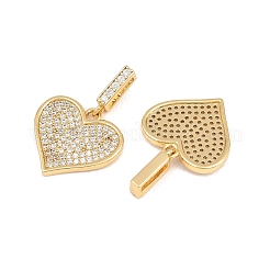 Brass Micro Pave Clear Cubic Zirconia Pendants&nbsp;KK-CJC0013-18G