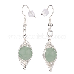 Round Natural Stone Braided Dangle Earrings&nbsp;EJEW-JE04844