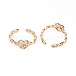 Adjustable Brass Micro Pave Clear Cubic Zirconia Cuff Rings&nbsp;RJEW-I065-05G