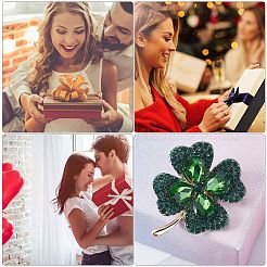 Cubic Zirconia Clover Brooch Pin&nbsp;JBR105A
