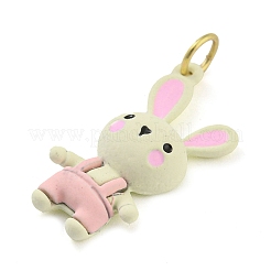 Rabbit Rack Plating Brass Enamel Pendants&nbsp;KK-Q804-18G