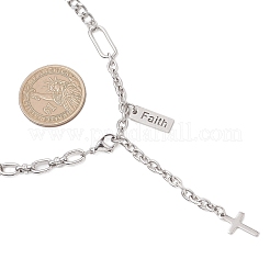 304 Stainless Steel Cross Tassel Pendant Chain Necklaces&nbsp;NJEW-JN05833