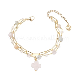 Natural Morganite Beads Multi-layered Bracelets&nbsp;BJEW-JB12217-02