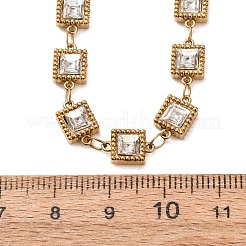304 Stainless Steel Glass Link Chain Necklaces&nbsp;SA-CBA725A-25C-G