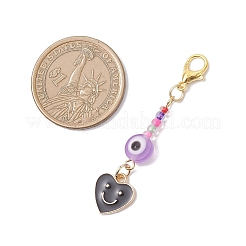 Alloy Enamel Heart Pendant Decorations&nbsp;HJEW-JM04512