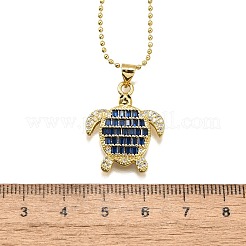 Summer Beach Brass Pave Cubic Zirconia Turtle Pendant Necklaces for Women&nbsp;NJEW-U039-02G-01