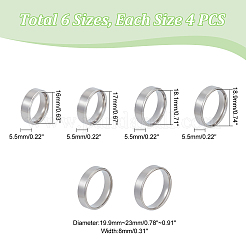 24Pcs 6 Size 304 Stainless Steel Plain Band Rings Set&nbsp;RJEW-UN0002-89