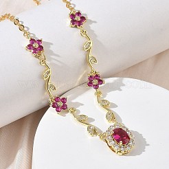 Brass Pave Cubic Zirconia Flower Pendant Necklaces&nbsp;NJEW-C121-04A-01G
