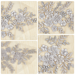1 Pair 3D Flower Polyester Embroidery Sew on Appliques&nbsp;PATC-GF0001-37B