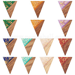 14Pcs 7 Colors Opaque Resin and Walnut Wood Pendants&nbsp;RESI-TA0005-15