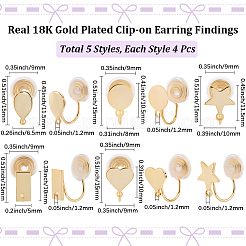 20Pcs 5 Styles Brass Clip-on Earring Findings&nbsp;KK-BBC0022-21