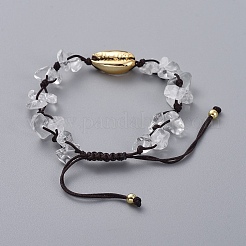 Adjustable Chip Natural Quartz Crystal Braided Bead Bracelets&nbsp;BJEW-JB04994-03