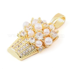 Brass Micro Pave Clear Cubic Zirconia Pendants&nbsp;KK-E804-10G