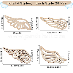 80Pcs 4 Styles Unfinished Wood Filigree Joiners Links&nbsp;WOOD-SC0001-67