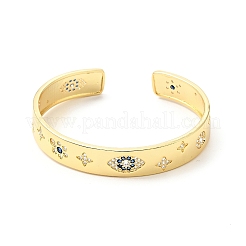 Horse Eye & Star & Flower Cubic Zirconia Open Cuff Bangle&nbsp;BJEW-J165-10G