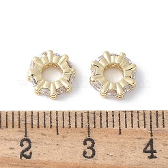 Brass Micro Pave Clear Cubic Zirconia Spacer Beads&nbsp;KK-F892-29G