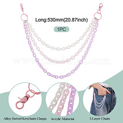 Macaron Color 3-Color Acrylic Cable Chain 3 Layer Chain Belts for Pants&nbsp;HJEW-TAC0118