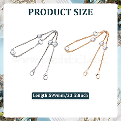 2Pcs 2 Colors Metal Crystal Rhinestone Purse Chains&nbsp;DIY-ME0001-52