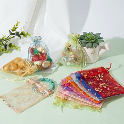 60Pcs 10 Colors Hot Stamping Organza Bags&nbsp;OP-PH0001-35